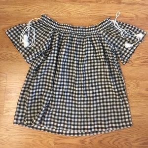 Loft gingham off the shoulder top